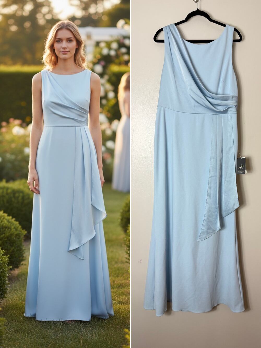 Adrianna Papell NWT Dress 16 Blue Mother of the Bride Gown Wedding Guest Formal